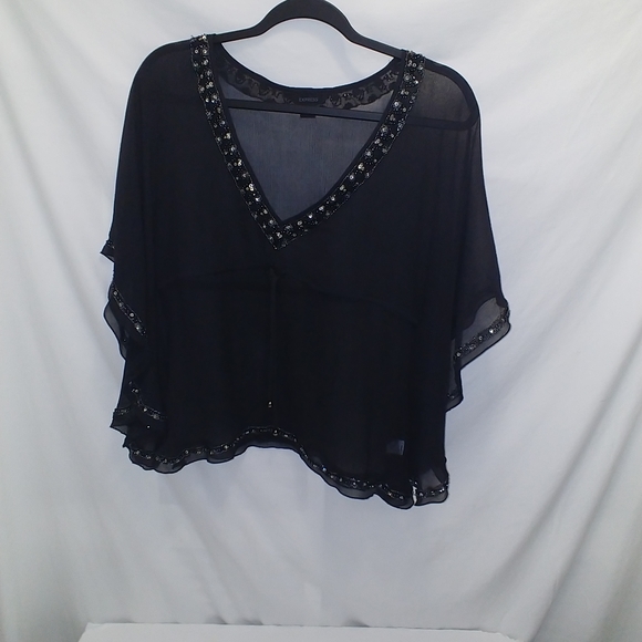 black sheer poncho top